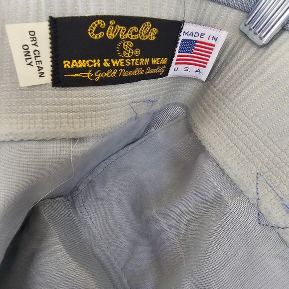 Vintage Circle S Western Suit 42R Shiloh Pearl Blue Poly USA Made - Picture 13 of 13